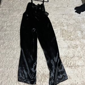 Black satin jumpsuit NWT